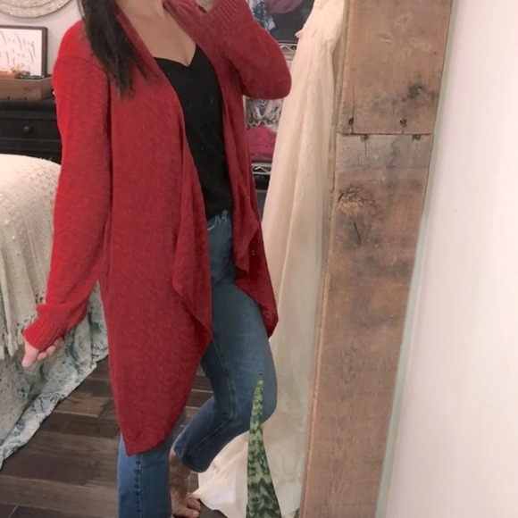 New Directions size large red knit sweater cardigan - Picture 2 of 5